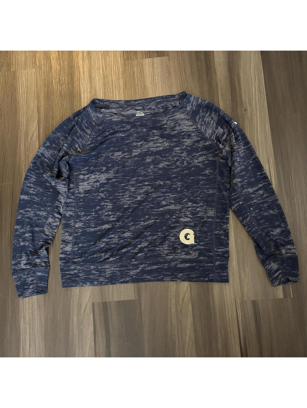 Nike Georgetown Top Long Sleeve Size Medium Blue Burned Out Long Sleeve Shirt